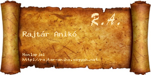Rajtár Anikó névjegykártya